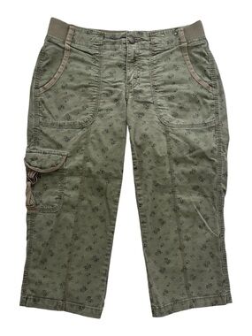 Vintage Y2k Sonoma green floral cargo pocket capris